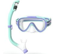 ACURE Occhialini da nuoto per bambini dai 3 ai 14 anni, anti-appannamento, con nasello e cinturino in tessuto, maschera subacquea per bambini in piscina per giovani (menta/viola, maschera e set da