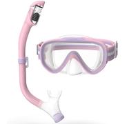 ACURE Occhialini da nuoto per bambini e bambine dai 3 ai 14 anni, anti-appannamento, set con copertura per il naso e cinturino in tessuto, maschera subacquea per bambini in piscina per ragazzi (rosa