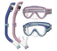 ACURE Occhialini da nuoto per bambini e bambine dai 3 ai 14 anni, anti-appannamento, set con copertura per il naso e cinturino in tessuto, maschera subacquea per bambini in piscina per ragazzi (rosa e