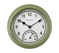 AcuRite ACU-RITE 02470 Rustico Verde Orologio per Esterni con termometro, 21,6 cm