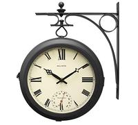 AcuRite Orologio bifacciale con termometro per Patio, in Metallo, Colore: Nero