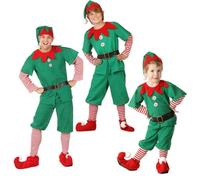 Acuryx Costume da Elfo di Natale Bambini Uomo - Vestito Da Elfo, Familia Costumi per Feste Natale Carnevale (Vestito, Pantaloni, Cappello, Cintura, Copriscarpe)