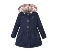 Acuryx Giacca Trench Elegante da Bambina Ragazza Cappotto a Vento Manica Lunga con Cappuccio Staccabile Navy 10-11 Anni