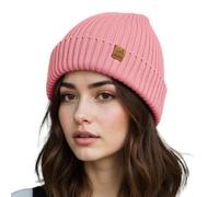 ACUSHLA - Berretto invernale impermeabile e antivento con risvolto, morbido e caldo in lana con fodera in pile, regalo per uomo/donna/lei/lui, rosa, Taglia unica