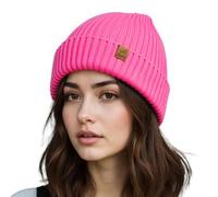 ACUSHLA - Berretto Invernale Impermeabile e Antivento con Risvolto, Morbido e Caldo in Lana con Fodera in Pile, Regalo per Uomo/Donna/lei/Lui, Rosa Fluo, Taglia Unica
