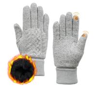 ACUSHLA Guanti in lana merino, per uomini e donne, foderati in pile per touchscreen, pesanti e caldi, per il freddo, invernali, morbidi, lavorati a maglia, Grigio, M