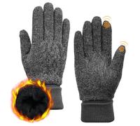 ACUSHLA Guanti in lana merino, per uomini e donne, foderati in pile per touchscreen, pesanti e caldi, per il freddo, invernali, morbidi, lavorati a maglia, Grigio scuro, L
