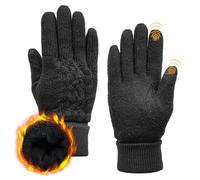 ACUSHLA - Guanti in lana merino per uomini e donne - Guanti caldi e pesanti con fodera in pile, per il freddo in inverno, morbidi guanti termici a maglia, Nero , s