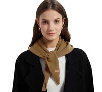 ACUSHLA Sciarpa triangolare in 100% lana merino, da donna, lavorata a maglia, alla moda, leggera, morbida, calda, scaldacollo, color cammello 204, 120 x 40 cm