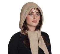 ACUSHLA Set 2 in 1 sciarpa con cappuccio da donna, morbido e caldo, lavorato a maglia, per l'inverno e il freddo, Beige chiaro, Etichettalia unica