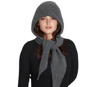 ACUSHLA Set 2 in 1 sciarpa con cappuccio da donna, morbido e caldo, lavorato a maglia, per l'inverno e il freddo, Grigio scuro, Etichettalia unica