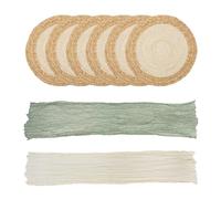 ACUSHLA Set di 6 tovagliette boho + 2 runner da tavola | 100% materiale naturale (canna) | Elegante e pratico per celebrazioni/uso quotidiano | decorazione macramè e stile fattoria, tovagliette, per
