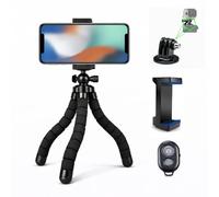 Acuvar Treppiede per cellulare, mini treppiede flessibile da 25,4 cm con telecomando e supporto per telefono, sgancio rapido, piccolo treppiede per registrazione video, vlogging, compatibile con