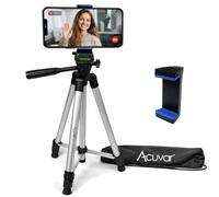 Acuvar - Treppiede per fotocamera in alluminio e supporto universale per smartphone, 127 cm, panno in microfibra incluso