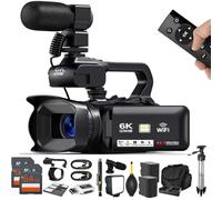 Acuvar Videocamera 4K 64MP Videocamera Vlogging per YouTube 60FPS 18X Zoom Videocamera, WIFI, Webcam, microfono esterno, 2 schede SD da 64 GB, treppiede da 50 pollici, custodia, lettore di schede,