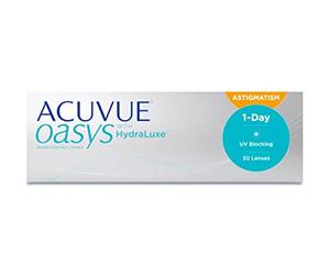 ACUVUE OASYS 1-Day per astigmatismo; Lenti a contatto giornaliere; visione chiara e stabile per tutto il giorno,comfort elevato;-5.25 diottrie; Cilindro -1.25 ; Asse 40 ; BC 8.5; DIA 14.30; 30 lenti