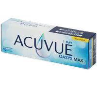 ACUVUE OASYS MAX 1-Day, lenti a contatto giornaliere; Comfort tutto il giorno e visione nitida, filtrano la maggior parte della luce blu-viola;-9.50 diottrie; BC 8.5; DIA 14.30; 30 lenti