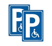 Acuxiaza 2 cartelli per parcheggio disabili, 20 x 30 cm, in alluminio, con protezione UV e impermeabile, robusti e durevoli cartelli in metallo con fori preforati