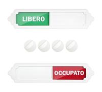 Acuxiaza 2 Pezzi Cartello Scorrevole LIBERO OCCUPATO 17,8 x 3,8 cm Cartello per Porta LIBERO/OCCUPA per uffici ecc, con supporto magnetico e adesivi, 2 Pcs, Bianco