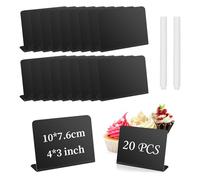 Acuxiaza 20 Pezzi Mini Lavagna Piccola Lavagnette Messaggi 100 x 76 mm Cartellini Prezzi e 2 Pennarelli Lavagnetta Plastica Piccola Cancellabile per Buffet Ristorante Matrimoni Feste Bar