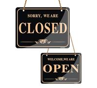Acuxiaza Cartello aperto chiuso, 20 x 15 cm, double face, reversibile, per appendere la porta con corda, in acrilico, per porta ristorante, club, caffetteria, hotel bar