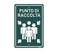 Acuxiaza Cartello Punto di Raccolta : 30x20cm Cartello di emergenza e sicurezza in Alluminio Metallo Protezione UV Superficie Riflettente Impermeabile e Anti-fouling
