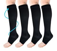ACWOO Calze a Compressione per Donne e Uomo, 2 Paia Elastici Compressione Graduata Forte a Punta Aperta per Sportive, Corsa, Giri in Bici, Gravidanza, Viaggi in Aereo, 15-20 mmHg