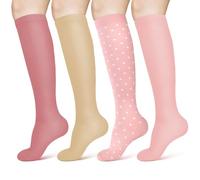ACWOO Calze a Compressione per Donne e Uomo, 4 Paia Elastici Compressione Graduata Forte per Sportive, Corsa, Giri in Bici, Gravidanza, Viaggi in Aereo, 15-20 mmHg