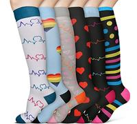 ACWOO Calze a Compressione per Donne e Uomo, 6 Paia 15-20 mmHg Calze a Compressione Graduata, Sport Calzini a Compressione per Sportive, Corsa, Giri in Bici, Gravidanza, Viaggi in Aereo