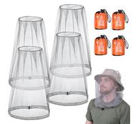 ACWOO Cappello con Zanzariera, 4 Pezzi Rete per la Testa, Zanzariera per Il Viso, Mesh Head Cover for Outdoor, Protezione per Il Viso per Campeggio, Escursionismo, Protezione da Insetti Zanzare