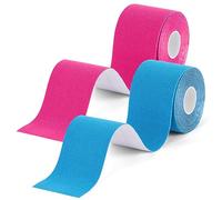 ACWOO Nastro Kinesiologico, 2 Rotolo 5cm x 5m Tape Kinesiologico, Sport Nastro Fisioterapiche Impermeabile, per Ginocchio, Spalla e Gomito, Supporto Sport, Recupero da Infortuni(Rosa+Blu)