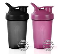 ACWOO Protein Shaker, 2PCS Shaker Proteico 500 ML, Bottiglia per Shaker con Tappo a Vite e Sfera di Miscelazione, Borraccia Palestra a Prova di Perdite con Maniglia, per Frullati Proteici, Senza BPA