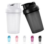 ACWOO Protein Shaker, 2PCS Shaker Proteico 500 ML con Sfera di Miscelazione, Bottiglia per Shaker con Tappo a Vite & Scala, Borraccia Palestra a Prova di Perdite, per Frullati Proteici, Senza BPA