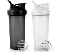 ACWOO Protein Shaker, 2PCS Shaker Proteico 700 ML, Bottiglia per Shaker con Tappo a Vite e Sfera di Miscelazione, Borraccia Palestra a Prova di Perdite con Maniglia, per Frullati Proteici, Senza BPA