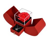 ACWOO Rosa Eterna, Rosa Stabilizzata Vera, Red Fiori Jewelry Box con Collana a Cuore, Fiore Eterno Rega Regali per Festa Della Mamma, Fidanzata, Compleanno, Ringraziamento, San Valentino,Anniversario