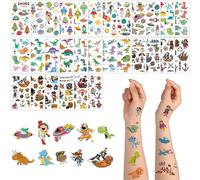 ACWOO Tatuaggi Temporanei per Bambini, 30 Fogli 350 Pezzi Finti per Ragazzi, Set per Adulti Festa Compleann (Dinosauro + Spazio + Pirata)