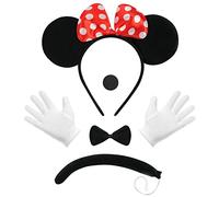 ACWOO Topolino Fascia Set - Kit Cosplay con Guanti Bianchi, Naso, Coda, Papillon - per Bambini Adulto Festa di Compleanno a Tema Minnie