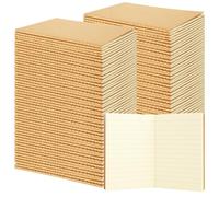 ACXFOND 100 Pocket Notebook 3.5" x 5.1" Kraft Paper Small Notebook Mini Notebooks Bulk Mini Journal Memo Notepads for Students, Traveler, School Office (Brown Cover, Horizontal Line)