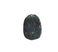 Acxico 1 collana con ciondolo a forma di fenice del drago intagliato in giada nera e verde naturale, giada, Giadeite, Giada