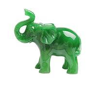Acxico, 1 statuina a forma di elefante in giada verde, per portare fortuna e ricchezza, adatta per Feng Shui, come decorazione per la casa e regalo