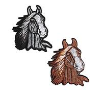Acxico 2 toppe termoadesive ricamate a forma di testa di cavallo, da cucire