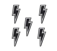 Acxico 5 toppe termoadesive ricamate a forma di fulmine, termoadesive e da cucire, in metallo pesante, AC/DC Rock