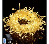 Acxilexy Catena Luminosa Esterno Solar, 10M Impermeabili Luci Natale Decorative, 370 LEDs Stringa Luci Natalizie 8 Modalità Con Telecomando Luce Della Stringa Decorazione per Nozze Festa-Bianco Caldo