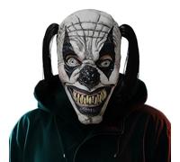 Acxilexy Maschera da Clown Realistica di Halloween, Maschere da Clown Spaventose in Lattice con parrucca Nera per Unisex Adulti Costumi di Halloween Accessori per Feste Cosplay