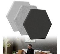 ACXIN Pannelli acustici 3D, 12 pezzi, 30 x 26 cm, autoadesivi su feltro acustico, pannello da parete, fonoassorbente, ad alta densità, ideale per soggiorno, ufficio, studio (exagon, grigio chiaro)