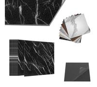 ACXIN Pavimento in PVC autoadesivo con effetto piastrelle, piastrelle adesive per pavimenti, impermeabili, per cucina, bagno, soggiorno (effetto pietra nera, 5 m², confezione: 54 piastrelle)
