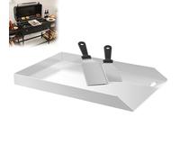 ACXIN Plancha, piastra per barbecue in acciaio inox, 30 x 45 x 4 cm, con griglia per olio, accessorio universale per barbecue a gas, barbecue a carbonella, carrello per barbecue, con 2 spatole