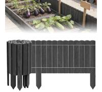 ACXIN Rollborder - Recinzione in legno di pino, lunghezza 200 cm, altezza 30 cm, bordo per aiuole e aiuole, in legno di palizzata da giardino, per aiuole, piante, decorazione naturale antracite