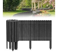 ACXIN Rollborder - Recinzione in legno di pino, lunghezza 200 cm, altezza 40 cm, bordo per aiuole e aiuole, in legno di palizzata da giardino, per aiuole, piante, decorazione naturale antracite