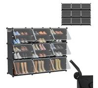 ACXIN Scarpiera 3 x 6 livelli fai da te, in plastica PP con porta, rimovibile, per scarpe, vestiti, multifunzione, per corridoio, camera da letto, ingresso (122 x 32 x 93 cm)